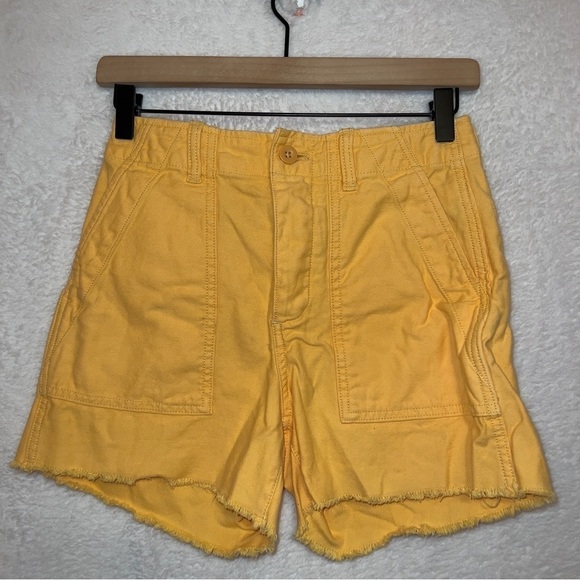 Gap yellow high waisted utility cut off shorts women’s size 0 - Picture 1 of 5